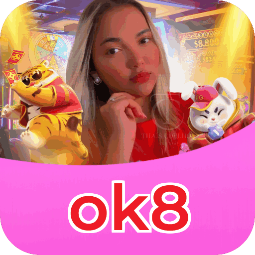 Interface do aplicativo ok8 mostrando jogos disponíveis no iOS e Android